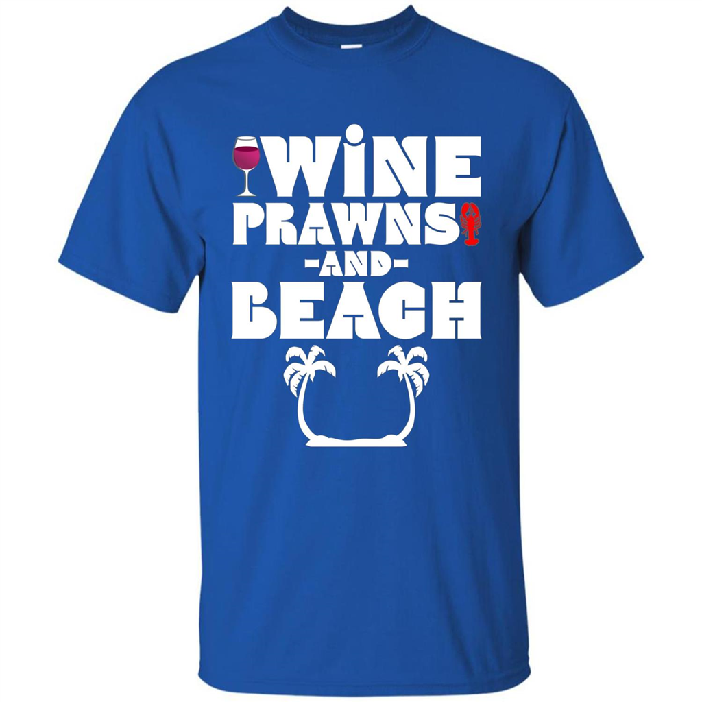 Wine Summer Time With Beach And Prawns T-Shirt Royal
