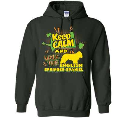 Keep Calm And Walk The English Springer Spaniel Shirt shirt Forest Green