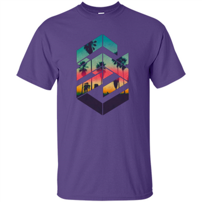 Summer T-shirt Geometric Sunset Beach Purple