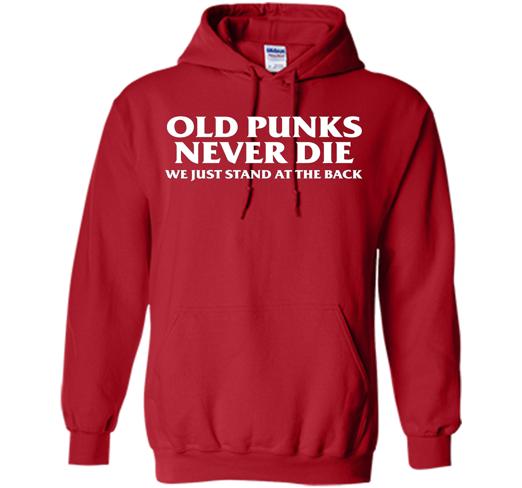 Old Punks Never Die We Just Stand At The Back T-shirt Red