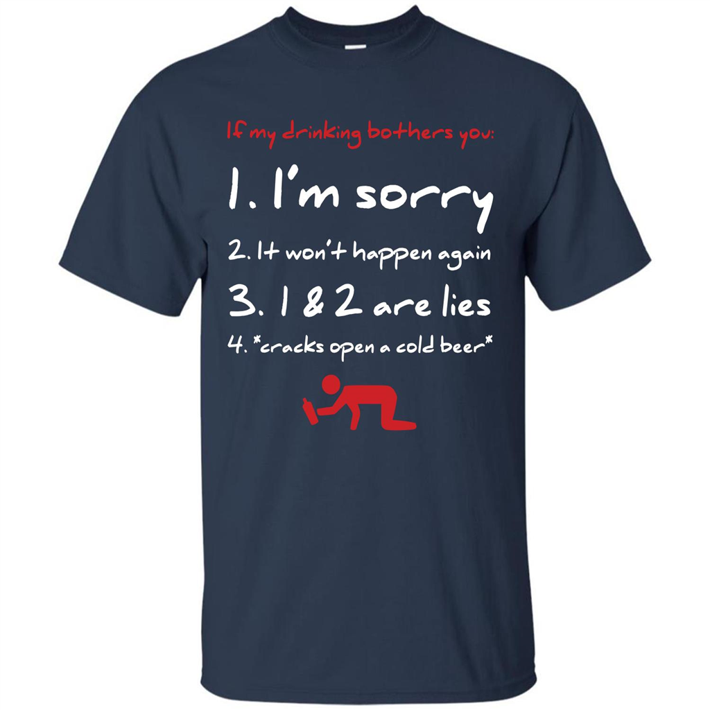 Beer T-shirt If My Drinking Bothers You T-shirt Navy