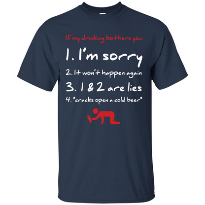 Beer T-shirt If My Drinking Bothers You T-shirt Navy