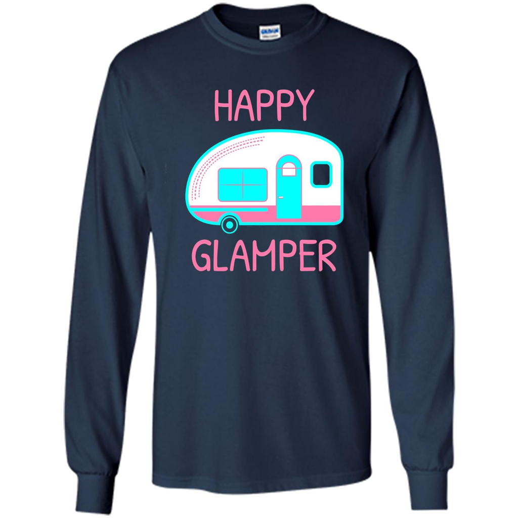 Happy Glamper - Glamping Camping Gift Idea T-Shirt Navy