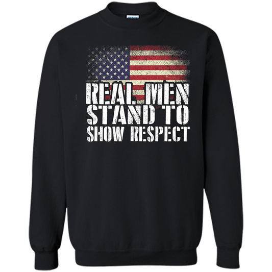 Military T-shirt Real Men Stand To Show Respect Black