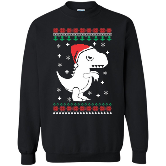 Dinosaur Christmas T-shirt T-rex T-shirt Black