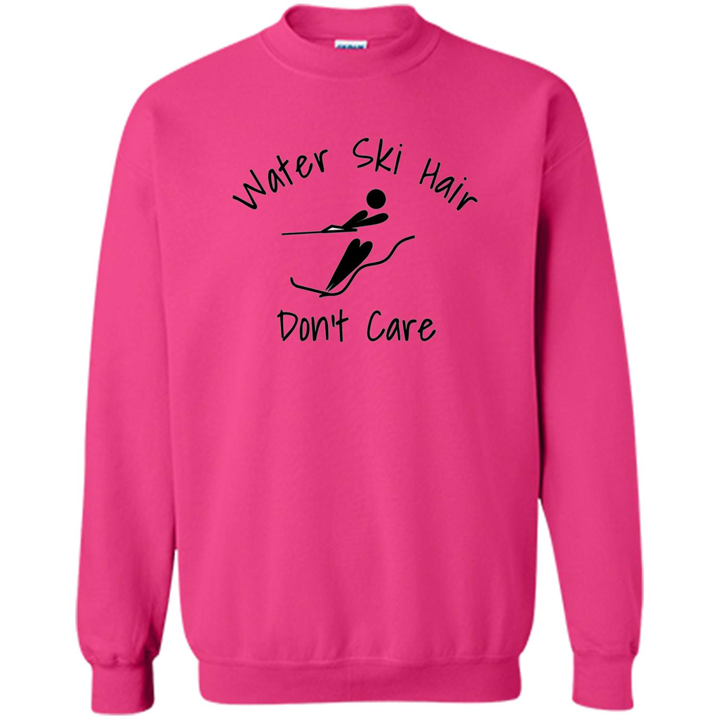 Water Ski Messy Hair Don't Care T-shirt Heliconia