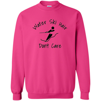 Water Ski Messy Hair Don't Care T-shirt Heliconia