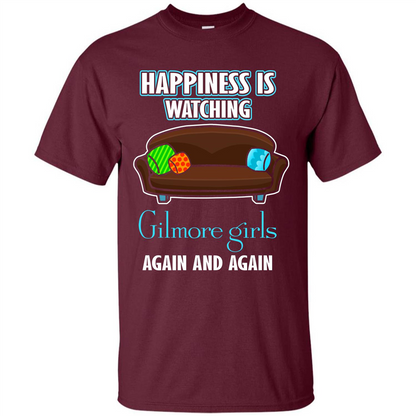 Movie T-shirt Happiness Is Watching Again And Again Maroon