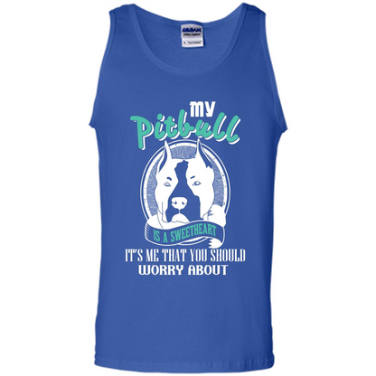 Pitbull Lover T-shirt My Pitbull Is A Sweetheart Royal