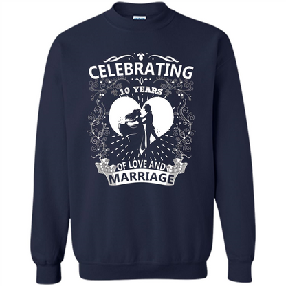 Celebrating 10 Years Wedding Anniversary Tshirt Navy
