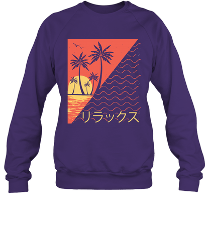 Japan Poster Like Sunset Wave Cool Vibe Shirt Sweatshirt Sweatshirt Purple