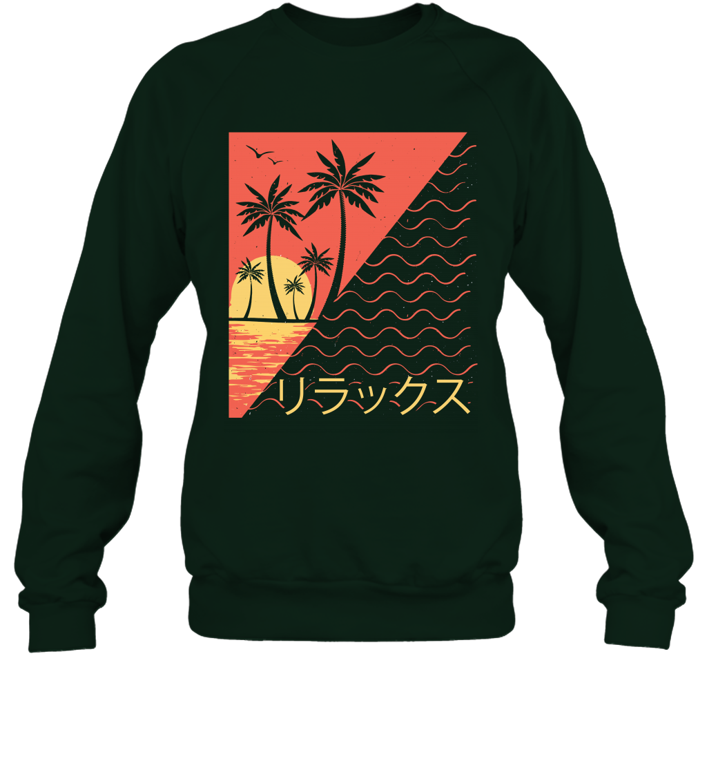 Japan Poster Like Sunset Wave Cool Vibe Shirt Sweatshirt Sweatshirt Forest