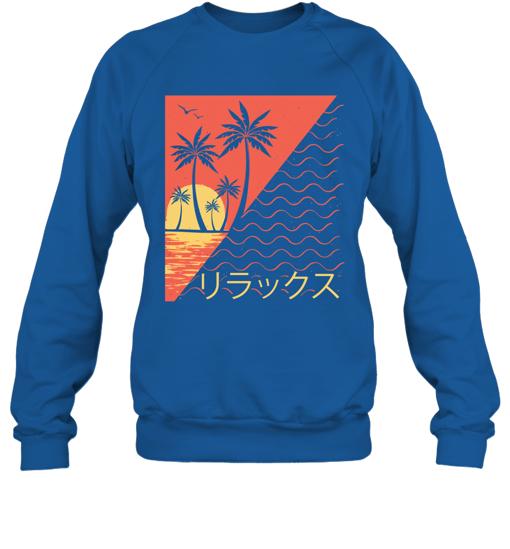 Japan Poster Like Sunset Wave Cool Vibe Shirt Sweatshirt Sweatshirt Royal