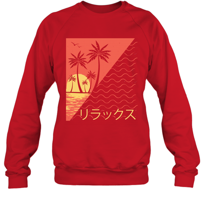 Japan Poster Like Sunset Wave Cool Vibe Shirt Sweatshirt Sweatshirt Red