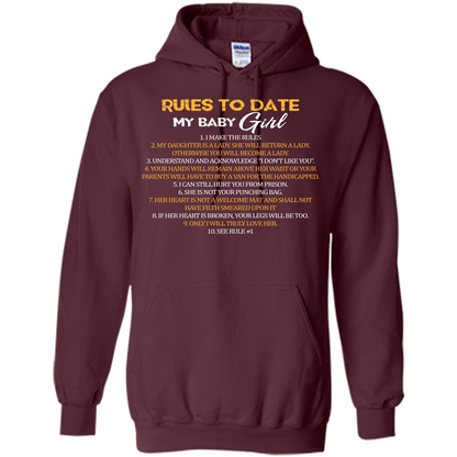 Fathers Day T-shirt Rules To Date My Baby Girl Maroon