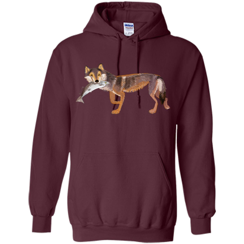 Sea Wolf T-shirt Fish and Wolf Maroon