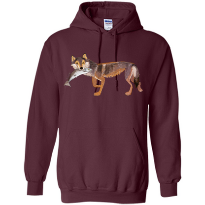Sea Wolf T-shirt Fish and Wolf Maroon