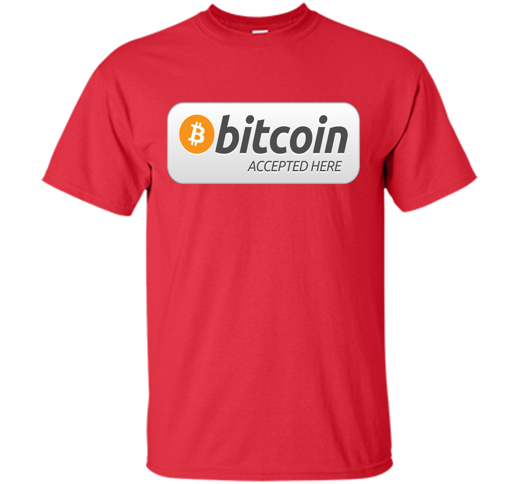 Bitcoin Accepted Here BTC Cryptocurrency T-shirt Red