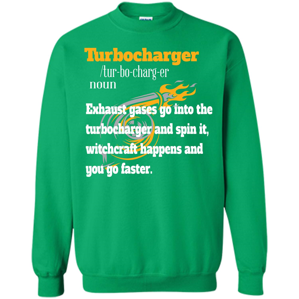 Car Lover T-shirt Turbocharger Exhaust Gases Go Into The Turbocharger Irish Green
