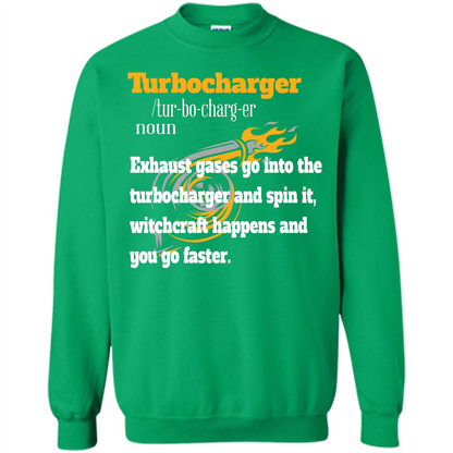 Car Lover T-shirt Turbocharger Exhaust Gases Go Into The Turbocharger Irish Green