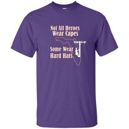 Power Linemen Are Heroes Saved Florida T Shirt Heros Wear Hard Hats Purple