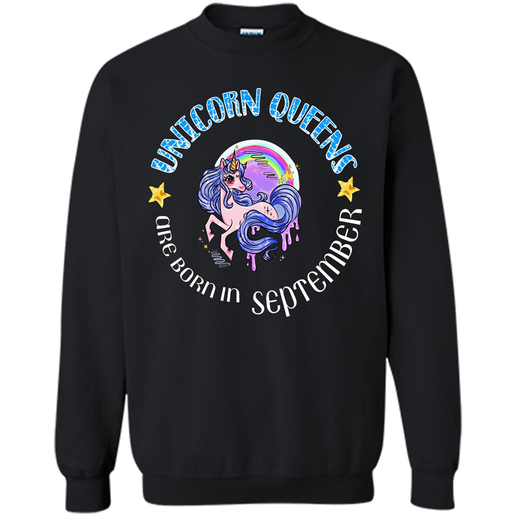 September Unicorn T-shirt Unicorn Queens Are Born September Black