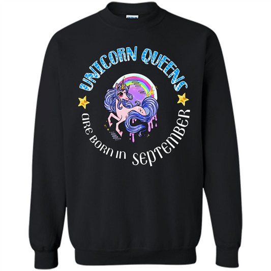 September Unicorn T-shirt Unicorn Queens Are Born September Black