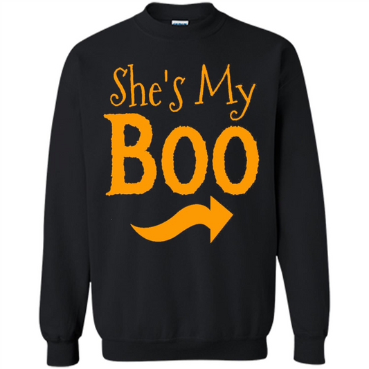She's My Boo - Halloween Couples T-shirts For Him and Her Black