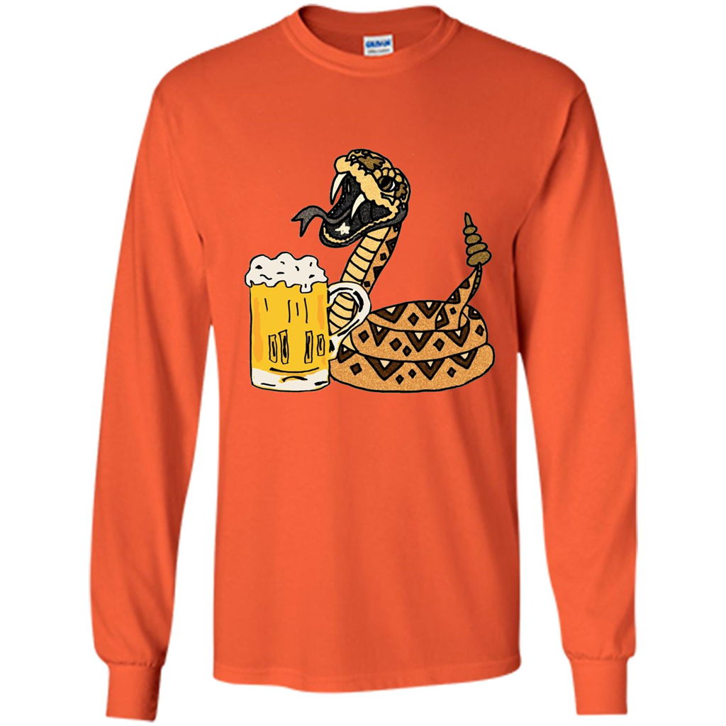 Smiletodaytees Funny Rattlesnake Drinking Beer T-shirt Orange