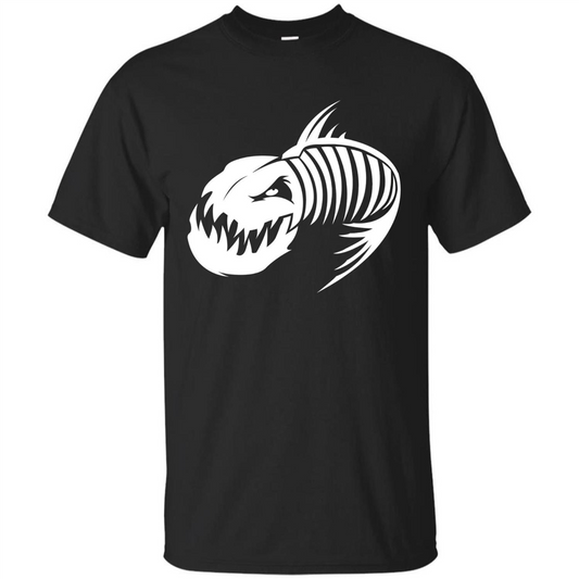 Fisherman Gift T-shirt Badass Fish Bone Skeleton Black