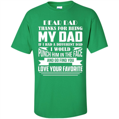 Fathers Day T-shirt Thanks For Being My Dad Irish Green
