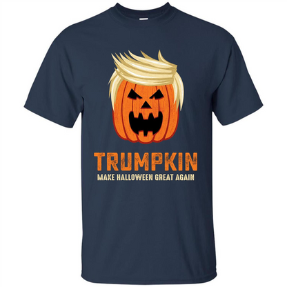 Halloween Trumpkin Funny T-Shirt Make Halloween Great Again Navy