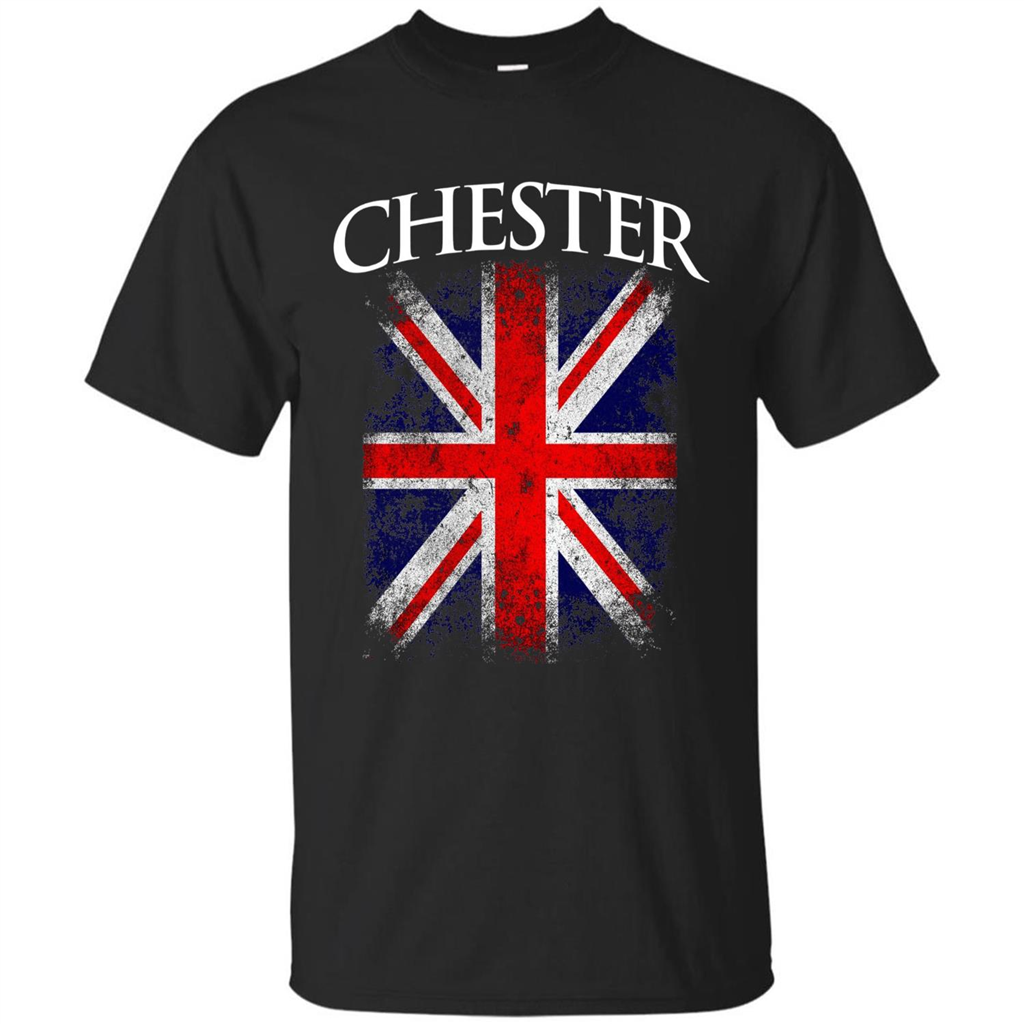 Chester England British Flag T-shirt Black