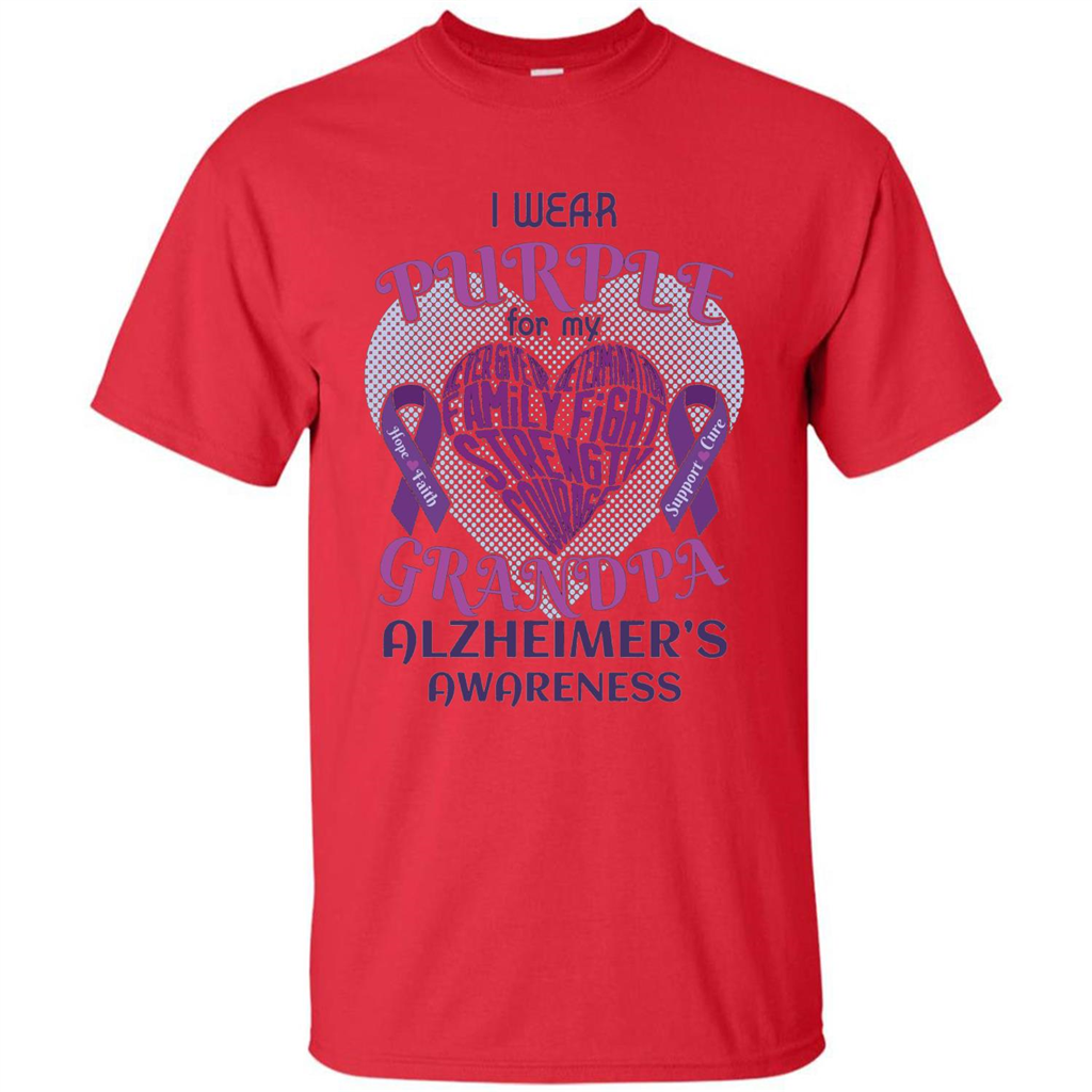 I Wear Purple For My Grandpa Alzheimer's Awareness T-Shirt Red