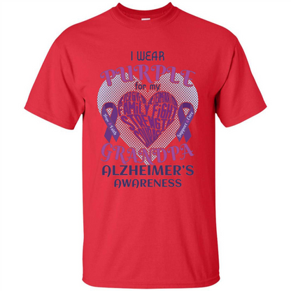 I Wear Purple For My Grandpa Alzheimer's Awareness T-Shirt Red