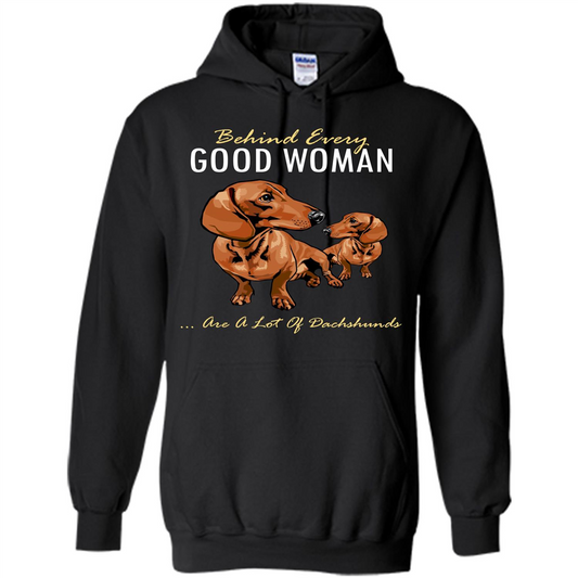 Dachshunds T-shirt Behind Every Good Woman T-shirt Black