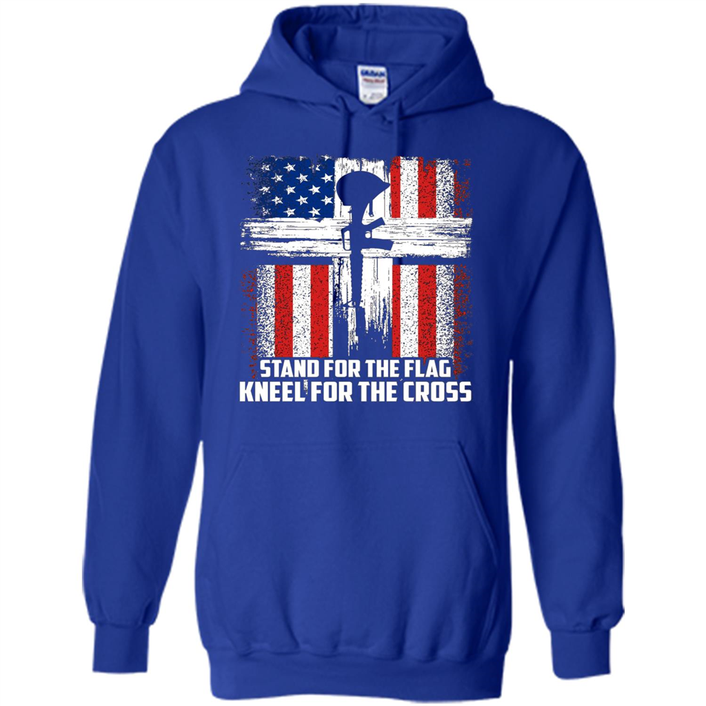 Military T-shirt Stand For The Flag Kneel For The Cross T-Shirt Royal