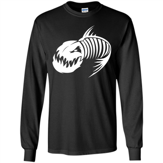 Fisherman Gift T-shirt Badass Fish Bone Skeleton Black