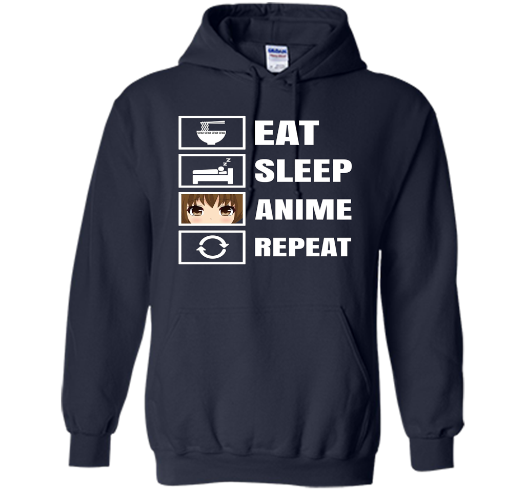 Eat Sleep Anime Repeart T-Shirt Funny Anime Geek cool shirt