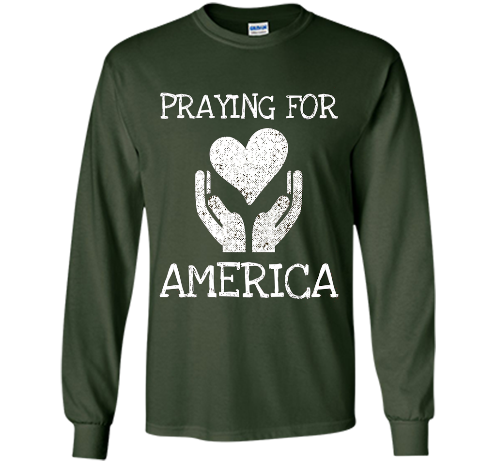 Praying for America Hands of Hope with Heart T-Shirt cool shirt Forest Green