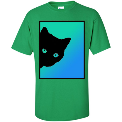 Cat Lover T-shirt Black Cat Blue Green T-shirt Irish Green