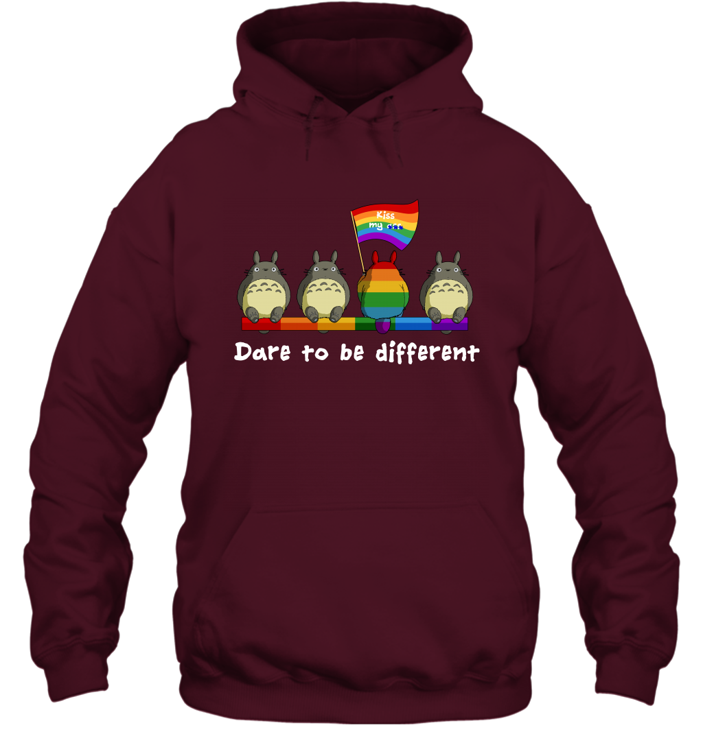 Dare To Be Different Totoro LGBT Hoodie Hoodie Maroon