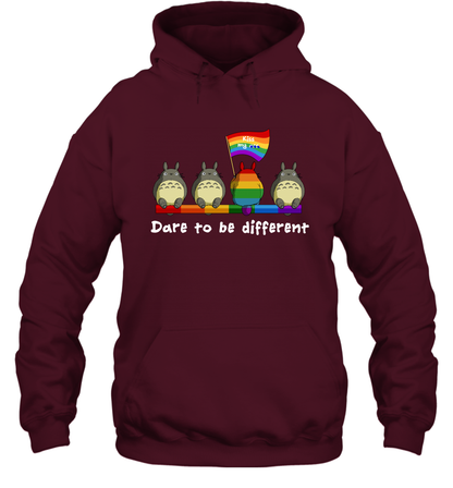 Dare To Be Different Totoro LGBT Hoodie Hoodie Maroon
