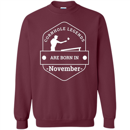 Cornhole Legends Are Born In November T-shirt Maroon