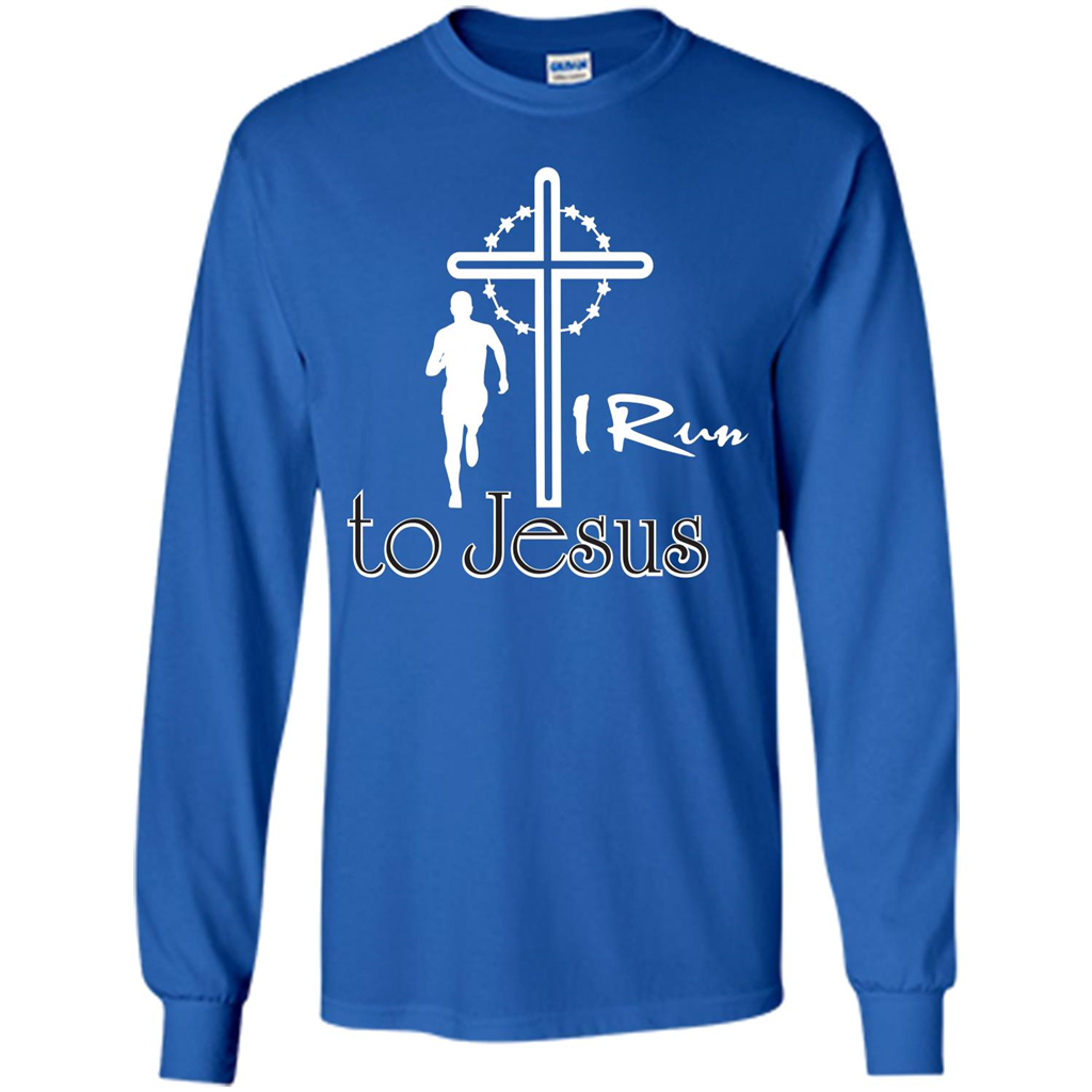 Christian T-shirt I Run To Jesus T-shirt Royal