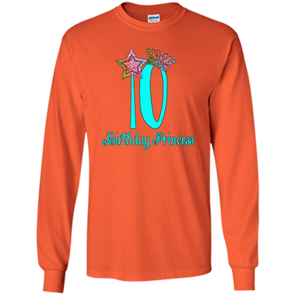 Birthday Princess Tiara T-shirt Tenth Birthday T-Shirt Orange