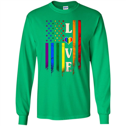 LGBTQ Pride T-shirt Love Rainbow Heart Flag Irish Green
