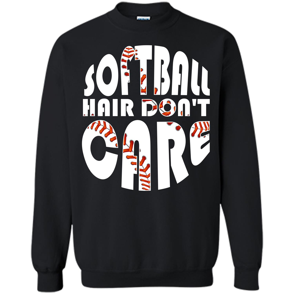 Softball Lover T-shirt Softball Hair Don't Care T-shirt Black