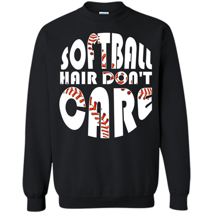 Softball Lover T-shirt Softball Hair Don't Care T-shirt Black