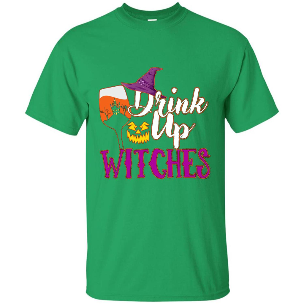 Drink Up Witches T Shirt Funny Halloween Costume Irish Green